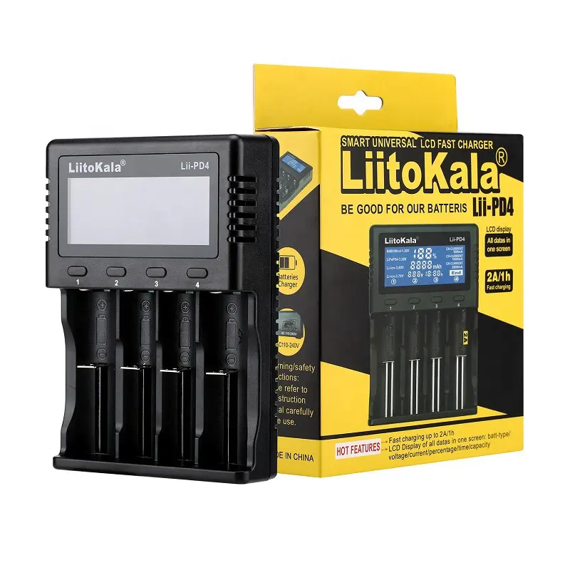 LiitoKala Lii-PD4 4-Slot Smart Charger For 18650 26650 21700 18350 14500 AA AAA Lithium NiMH LiFePO4 Battery