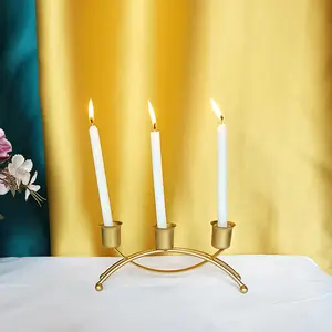 3 gold Metal Candle stand for Taper Candles Candlestick Candelabra Modern Home dinning room fireplace