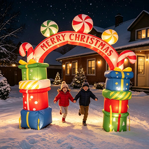 <b>Christmas</b> Inflatable Arch Inflatable Gift Box <b>Cane</b> <b>Candy</b> Shaped LED Light Outdoor Courtyard Lawn Decoration - Product Image 4