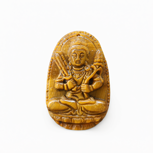 Colgante Tallado Acala en Piedra Ojo de Tigre, un Símbolo Feroz de Protección, Voluntad y Disciplina Espiritual, 1.7 pulgadas Largo - Product Image 2