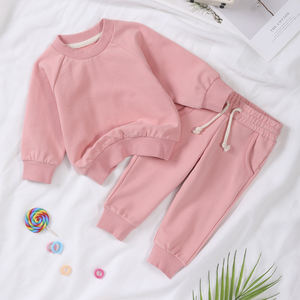 Logotipo personalizado Kid Tollder Algodão orgânico Francês Terry Joggers Sets Baby Children's Sweatshirt Jumper Tracksuits Hoodies para crianças - Product Image 4