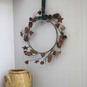 Rustic Handmade <b>Pinecone</b> Wreath Round Natural Wood Christmas Decorative Flowers Unlit Single-piece Package - Product Image 1