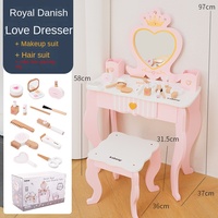 Coiffeuse à cosmétiques princesse en bois artisanal pour enfants, coffret à bijoux, cadeau de 1er anniversaire pour les familles, thème beauté et mode