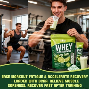 Poudre de Protéine de Lactosérum à Marque Blanche OEM Saveur Citron Vert 25g Protéines Faible Teneur en Sucre Mélange d'Enzymes Digestives Favorise la Croissance Musculaire - Product Image 2