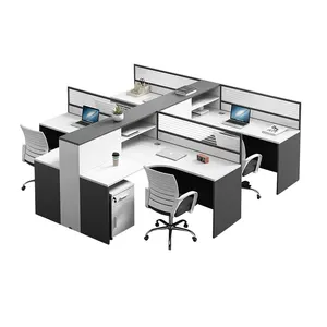 Modern Office Cubicles Workstation Office Partrition Desk Office Furniture 2 3 4 Person Wooden Staff Table