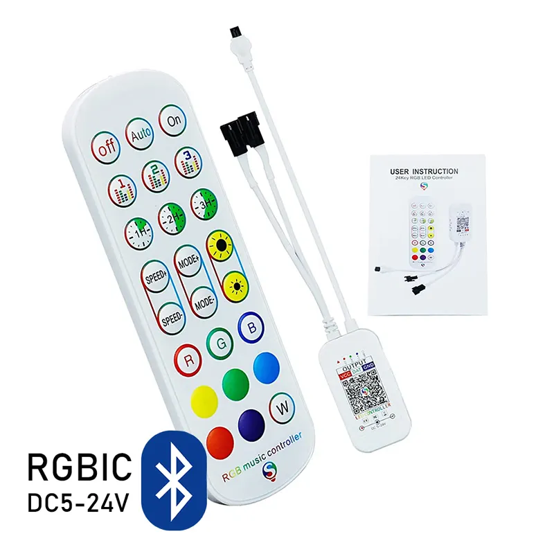 Addressable Dream Color DC 5-24V LED Controller Music Function Dual Signal Output App Control for Pixel Strip WS2812B WS2811