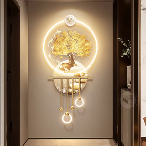 <span class=keywords><strong>Arbre</strong></span> <span class=keywords><strong>de</strong></span> la Fortune Doré, Art Mural LED, Style Moderne Simple, Décoration Lumineuse d'Entrée avec Motif Nature Morte, Peinture à Suspendre - Product Image 6