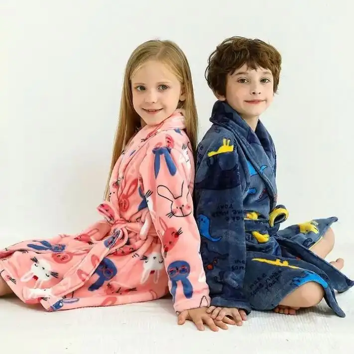 Roupão de pelúcia para crianças, infantil, pijama de flanela, roupão de banho para meninos e meninas