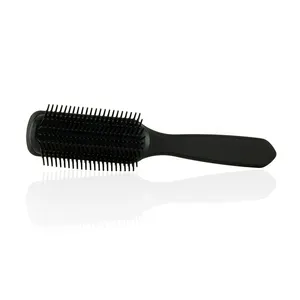 Denman-cepillo de pelo de plástico con logotipo personalizado, mango mate, negro, 9 filas