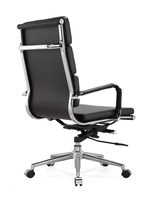Chaises luxueuses en cuir noir à dossier moyen pour les visiteurs de bureau, parfaites pour les salles de conférence et les entreprises