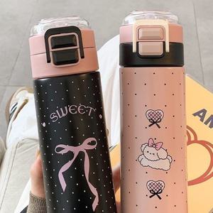 Il cuore di una ragazza di alto valore è una piccola bottiglia di acciaio inossidabile fresco Lelyi in cartone animato carino arco semplice Thermos Cup - Product Image 2