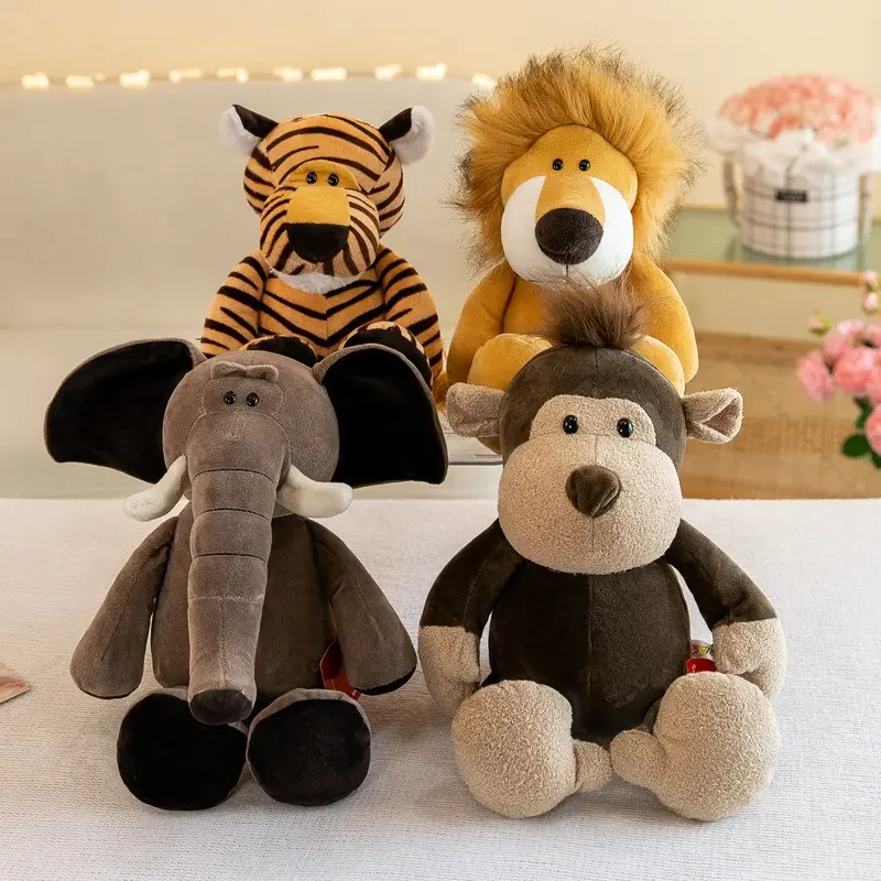 Juguete de animales de peluche bonitos de 25cm, juguete de animales de peluche Unisex con mapache, elefante, jirafa, zorro, León, Tigre, Mono para niños