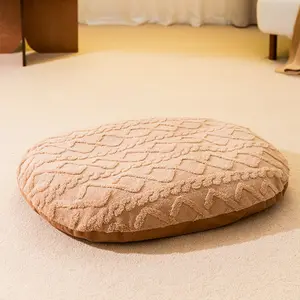 Wholesale Manufacturer Soft Luxury Plush Pink Grey White Pet Cushion Round Cat Dog Cushion Mattress Bed Kennel