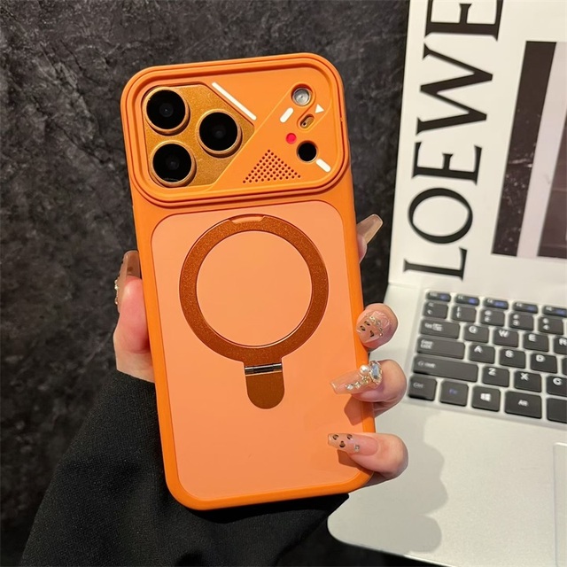 In Stock Frosted Magnetic Metal Bracket Phone case for iPhone 18 17 16 15 14 13 12 Anti Drop Matte Back Cover for Samsung S26