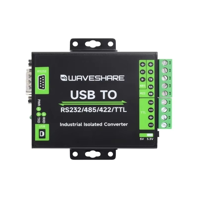 Waveshare USB RS232/485/422/TTL Industrial Isolated Serial Converter FT232RNL Chip Multi Protection ESD Surge Isolation 3.3V/5V