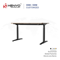 Bureau assis-debout électrique contemporain en acier à double moteur avec pieds réglables en hauteur. Commande en gros disponible, dimensions personnalisées, application intelligente