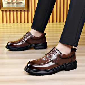 Chaussures Oxford en cuir véritable pour hommes, bout rond, à lacets, semelle souple, pour mariage, tenue décontractée ou formelle, été - Product Image 2
