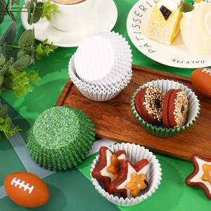 Moule à cupcakes en papier vert et blanc de 11 cm x 6 cm, forme de balle de <span class=keywords><strong>golf</strong></span>, pour muffins, gâteaux, contenants pour fêtes sportives, bricolage, fournitures artisanales - Product Image 4