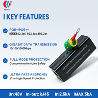 Protector Contra Sobretensiones de Red RJ45 con Protección Contra Rayos POE DC48V para Cámaras IP CCTV, Equipos de Sistemas de Monitoreo de Seguridad Ethernet