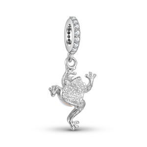 S925 Sterling Silver Moonstone CZ dát ếch Mặt dây chuyền Charm động vật cho vòng đeo tay vòng cổ tự làm đồ trang sức quà tặng phụ kiện cho phụ nữ - Product Image 2