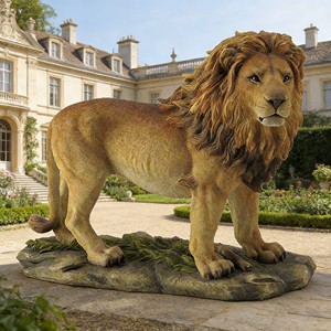 Escultura de León Grande de Resina, Figura de Animal Pintada a Mano para Decoración de Jardín o Parque al Aire Libre, Fibra de Vidrio - Product Image 4