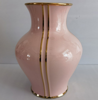 Vase en porcelaine rose écologique de haute qualité, fait sur mesure, avec une ligne dorée, vase décoratif en céramique pour la maison