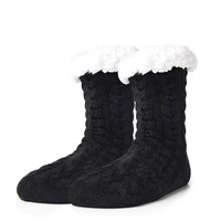 Chaussettes Pantoufles Hiver Femme Ultra-Douces Texturées Doublées Polaire avec Grips Antidérapants Chaussettes Moelleuses Sherpa Épaisses et Chaudes