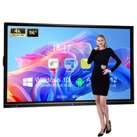 Tableau blanc interactif intelligent multimédia 4K avec écran tactile électronique, cadre en alliage d'aluminium, 20 points tactiles, système d'exploitation Android/Windows, 120 Hz