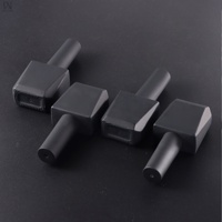 Fabrication OEM ODM : Flacons en verre vides pour vernis à ongles, 12 ml, avec revêtement caoutchouc noir mat, forme irrégulière, avec bouchons et pinceaux