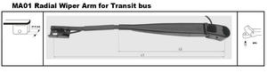 Brazo de Limpiaparabrisas Radial MA-01 para Autobús de Transporte, Autobús Escolar, Ancho de Soporte de 27.00 mm, Utilizado en Eje de 10/16 mm - Product Image 2