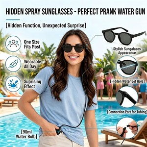 Black <b>Round</b> <b>Sunglasses</b> Spray Lens Glasses Portable Outdoor Eyewear With Air Pump for Travel - Product Image 2