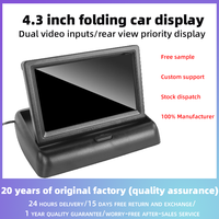 Écran de recul portable pour voiture OLED 4,3 pouces 12V OEM avec couvercle rabattable, TV, Android Auto, USB, stéréo, design pliable
