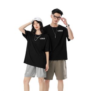 T-shirt unisexe à col rond avec logo personnalisé, en coton, à manches courtes, pour la publicité d'entreprise - Product Image 1