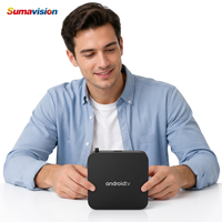 Lecteur multimédia Sumavision 4K 2 Go + 16 Go Quad Core Android 9 Noir Boîtier TV Android HDR/H265 WiFi5 (802.11ac) Télécommande vocale OTT 1 an