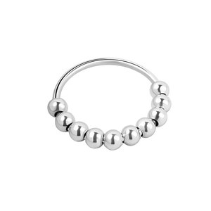 Anillo Giratorio Antiestrés de Cuentas Lisas Vintage al por Mayor de Fábrica, Joyería de Cobre con Baño de Rodio Inoxidable para Mujer - Product Image 1
