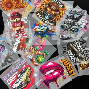 <strong>Wholesale</strong> Waterproof Washable Ready Custom Design <strong>Heat</strong> PET Dtf <strong>Transfers</strong> Printing Stickers for T-Shirts Hat Fabric Belt Wait - Product Image 1