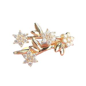 Anello Q503 con Fiori per Donna, Zirconia Cubica con Incastonatura a Pavé, Anelli di Fidanzamento alla Moda, Gioielli con Pietra Rotonda Creati in Laboratorio - Product Image 5