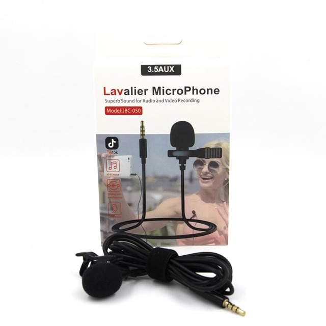 New Product Portable Metal Clip Mini Mic Lapel Microphone 3.5mm Black Long Wire Phone Wired Microphone
