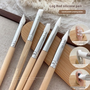 Factory-customized Hot-selling Silicone Nail <b>Carving</b> Pen Nail Embossing Pen <b>Wooden</b> Handle Multiple Styles - Product Image 1