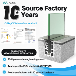 Barandilla de Vidrio <span class=keywords><strong>Exterior</strong></span> Moderna sin Marco, Sistema de Barandilla de Vidrio <span class=keywords><strong>Exterior</strong></span> de Aluminio con Canal en U y Luz LED - Product Image 3