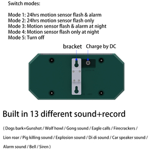 Năng lượng mặt trời động vật không thấm-Báo động âm thanh/ánh sáng với điều khiển từ xa hồng ngoại | hệ thống báo động cho nhà | Repeller cho chim & lợn rừng - Product Image 6