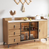 Armoire latérale de porte en verre moderne de luxe buffet en bois avec dessus en marbre pour salon salle à manger stockage meubles de maison