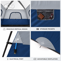 Tente familiale à parois droites Kawagebo Kamp (KK) pour 6 personnes avec sac de transport pour le camping en voiture, la randonnée et les activités de plein air