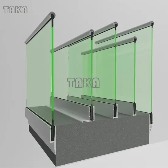 U Channel Glass Fence Outdoor/Indoor Balustrade Balcony Cheap Aluminum Fence Panels Glass Railing