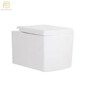 China supplier hotel bathroom square shape one piece hanging toilets wall mounted toilet