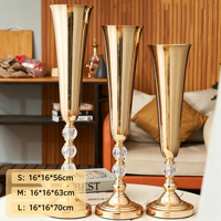 Décoration de table de Noël : Support de vase en cristal doré, centre de table en métal en forme de trompette pour les fêtes du Nouvel An