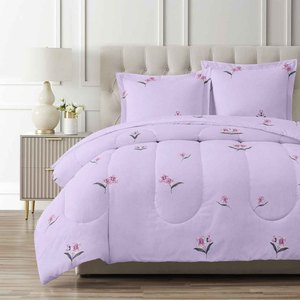 고중량 그레이 폴리에스터 성인용 침대보 프린트 베개 커버 고품질 3피스 침구 이불 세트 - Product Image 6