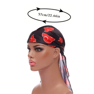 Durag da Uomo alla Moda 100% Seta con Stampa Digitale, <span class=keywords><strong>Turbante</strong></span> <span class=keywords><strong>Bandana</strong></span> Personalizzabile con Logo e Stampa Cartoon per Uso in Spiaggia, Quattro Stagioni, Misura 56-58CM - Product Image 2