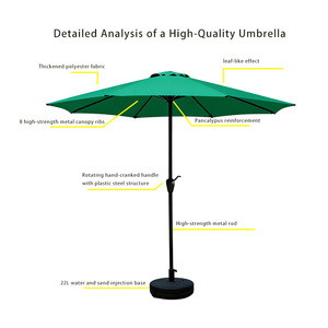 Parasol de plage extérieur moderne en fer, imperméable, promotionnel, personnalisé, grand format, pour jardin et café - Product Image 6