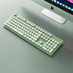 คอมโบคีย์บอร์ดแบบมีสายแบบมีสายเงียบเรียบเงียบ หูฟังคอมโบ แสงพื้นหลังสีขาว/เหลือง ปรับได้สำหรับการเล่นเกมในสำนักงาน - Product Image 2